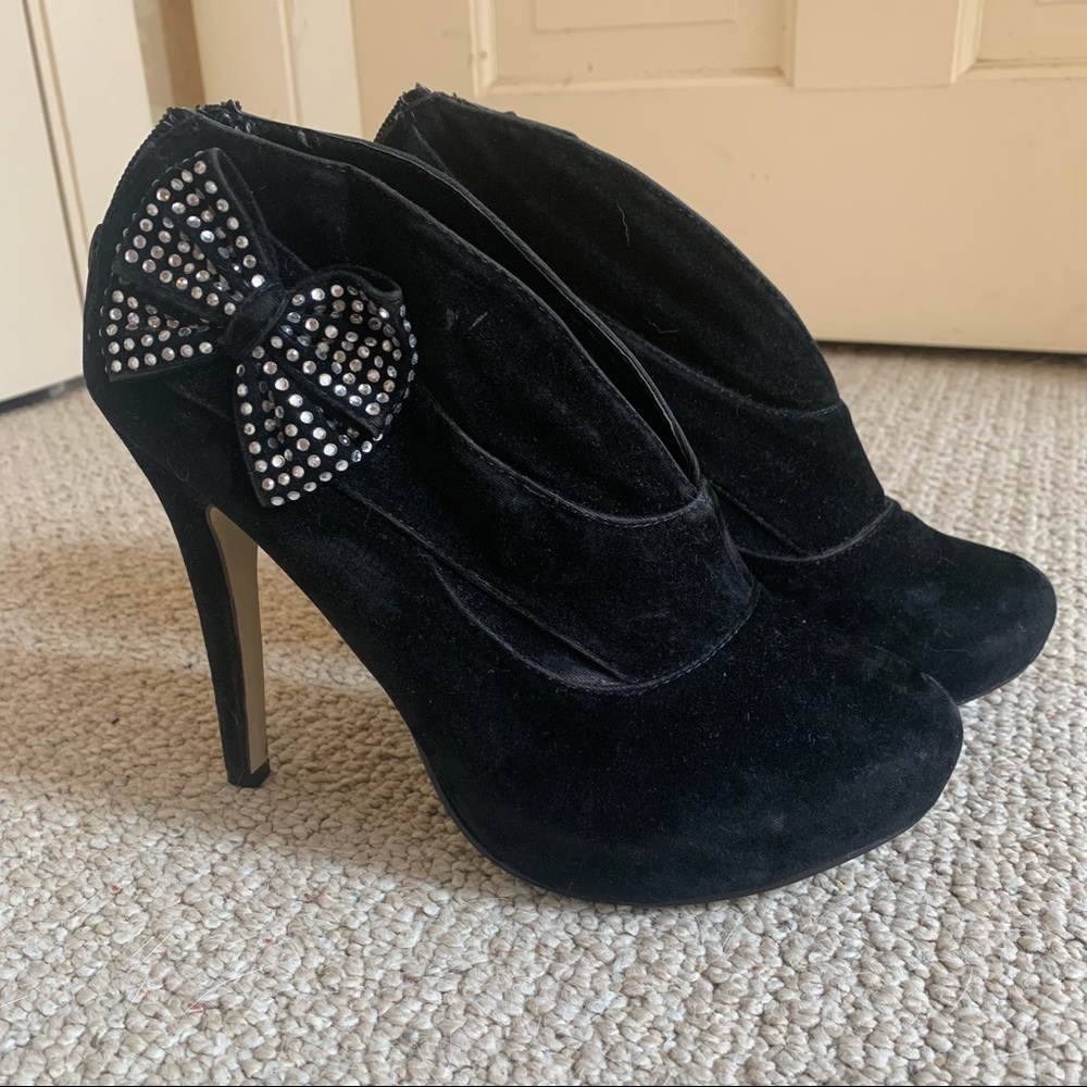 Damita K Black Velvet Heels